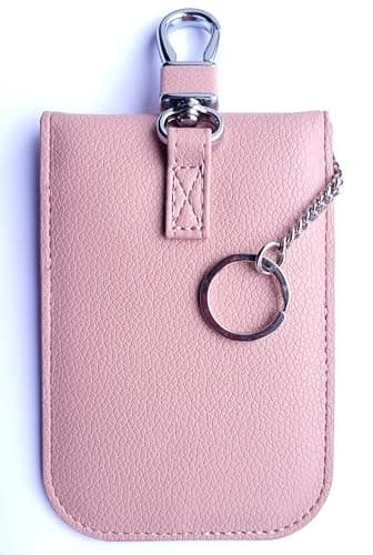 SUPERNOVA Lifestyle RFID Signal Blocker Faraday Pouch for Car Keys, Gate Remote, Premium PU Leather, Jammer for Keyless Entry, Relay Attack Prevention, Anti-theft Protection (Dark Pink) — view 2
