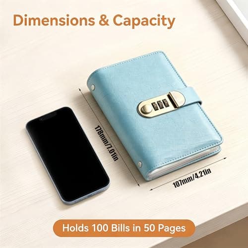 Copbopwn 100 Envelopes Saving Challenge with Combination Lock Vintage Crocodile Texture Money Saving Wallet, 18x11cm Savings Challenge Book Cash Saver Budget Binder for Home Office Travel Gift — view 2