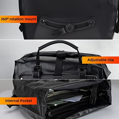 ROCKBROS Bike Pannier Bag 100% Waterproof, 25L-32L Rear Rack Bike Bag — view 6