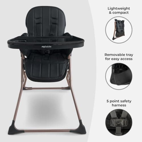 My Babiie MBHC2 Compact Folding Toddler Highchair – Rose Gold Black — view 2