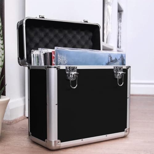 Black Vinyl LP Storage Box, 12 Inch Record Case, Vinyl Record Storage — view 5