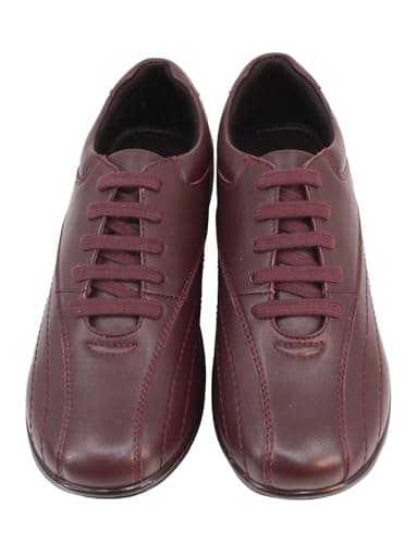 Amber Ladies Extra Wide EEE Fit Leather Lace Up Walking Shoes Burgundy — view 6