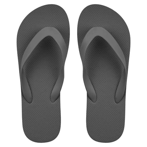 Aomig Unisex Flip Flops Ladies Girl Men Flatform Beach Flip-Flop Slim Rubber Flip Flops Women's Yoga Mat Comfortable Beach Platform Sandals Slip-Resistant Flat Flip Flops(Grey-UK Size-9-10)