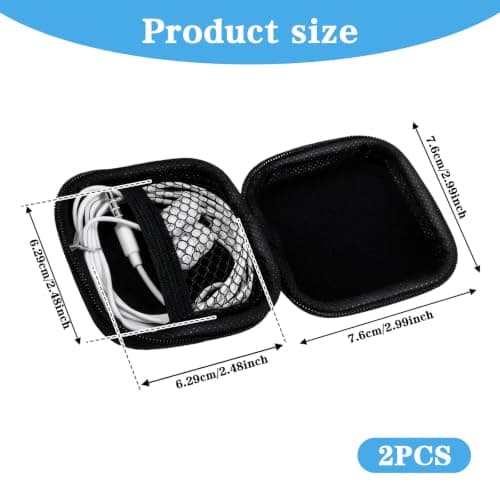 Xinjoduz 2 PCS Mini Square Earbuds Case Organizer with Carabiner Black — view 2