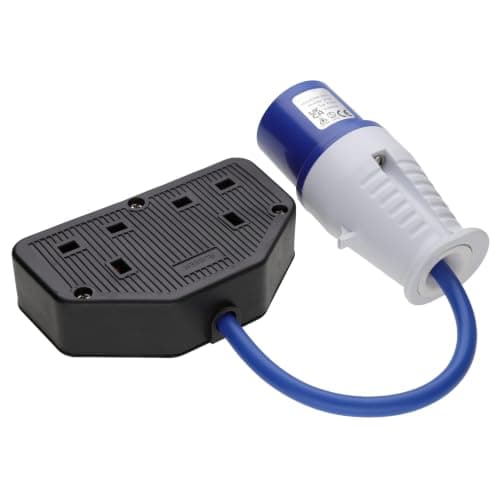 kenable Caravan Site Power Plug 240V 16A to 13A UK Dual Sockets Adapter Cable — view 2