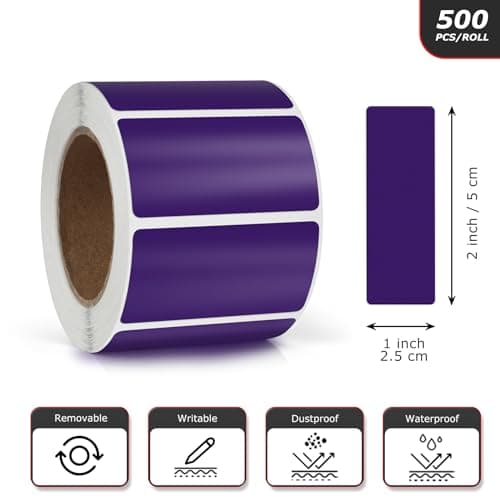 Meitaat Purple Rectangular Labels 50 x 25mm Blank Stickers Roll 500 Pcs — view 4