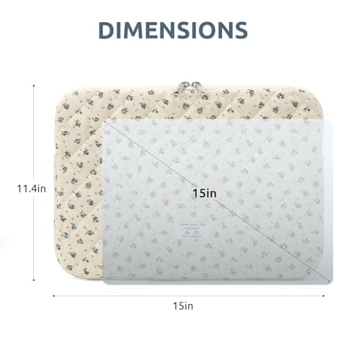 Puffy Laptop Sleeve 13-15.6 Inch Cute Floral Laptop Case Soft Quilted Computer Case Protective Cover for MacBook Notebook — view 6
