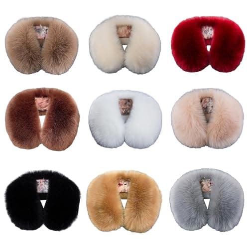 Worparsen Detachable Winter Fluffy Faux Fur Collar Scarf Neck Warmer Thickened Windproof Neck Scarf Neck Wrap for Winter Coat White — view 6