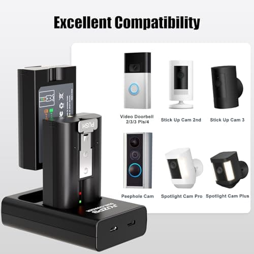 7200mAh JYJZPB Quick Release Battery for Ring, 2 Pack+Charger Station — view 4