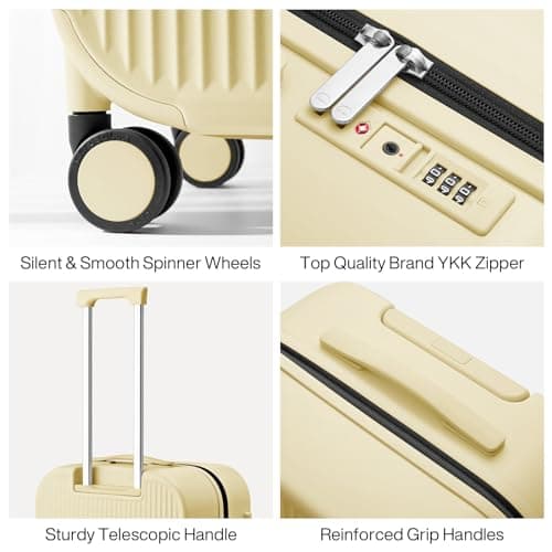 mixi Luggage with Spinner Wheels Hardshell Lightweight Rolling Suitcases PC with Cover & TSA Lock for Business Travel, Lark Yellow TSA2, 0 — view 4