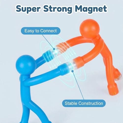 SiumPklay Magnetic Fidget Travel Toys for Kids - 12 Pc Mini Man Magnet Set with Hands & Feet Magnets in 10 Colours, Fun Sensory Toys, Fridge & Whiteboard Magnets, Durable 2.75" Inch Gifts — view 4