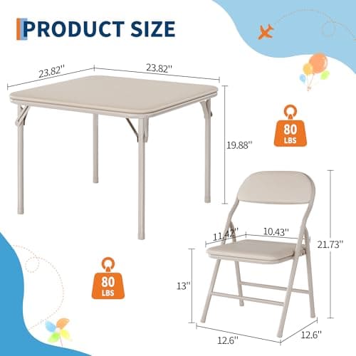 Aptliton 3-Piece Kids Folding Table and Chairs Set, Beige — view 2