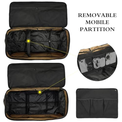 TAIHOYIN Large Foldable Duffle Bag with Wheels 85-100L Expandable Wheeled Holdall Extra Large Travel Rolling Duffel Bags for Men Women Collapsible Big Soft Luggage Camping, Brown — view 4
