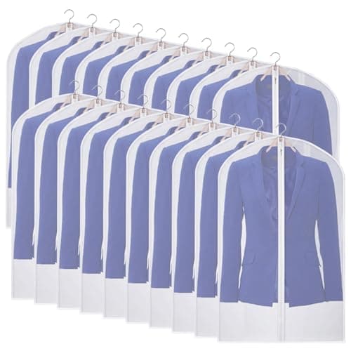 Univivi Suit Bags for Men, 20 Pack Travel Garment Bags, Breathable Clothes Covers Protector Bags, Transparent Waterproof Dustproof Moth Proof Dresses Storage Bag for Wardrobe Storage (60cm x 101cm)