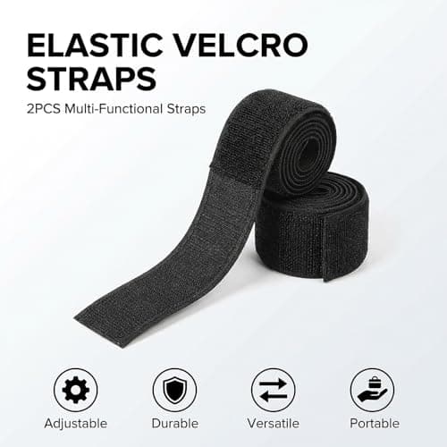 2pcs Heavy-Duty Yoga Mat Strap, Elastic Hook and Loop Straps Heavy Duty, Cord Tidy Wrap for Yoga Mat Camping Luggage Exercise, and Pilates Mats (Black) — view 3