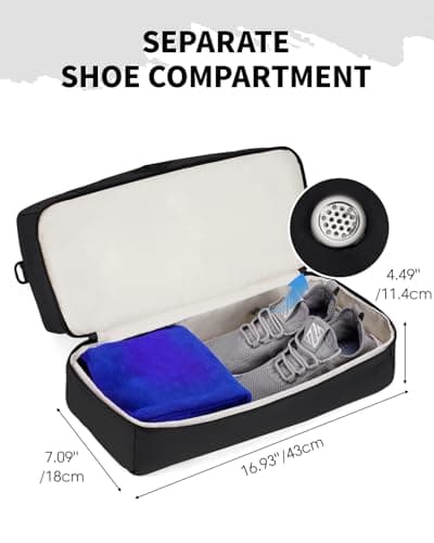 WANDF EasyJet Cabin Bag 45x36x20 - Underseat Travel Duffel with Shoe Compartment, USB Charging Port & Wet Pocket, Carry On Luggage for Overnight Weekend Gym for Women Men (Black) — view 3