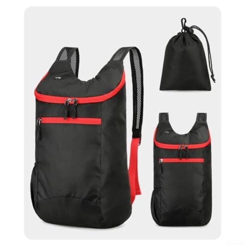 Foldable Hiking Backpack 14L Waterproof Lightweight(Black with Red) — view 2