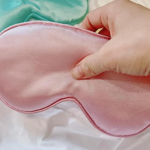 2 Pack Satin Sleep Mask for Women, Pink & Burgundy Silk-Like Eye Mask with Elastic Strap, Light Blocking Soft Eye Cover for Night Sleep, Travel, Office Nap — view 5