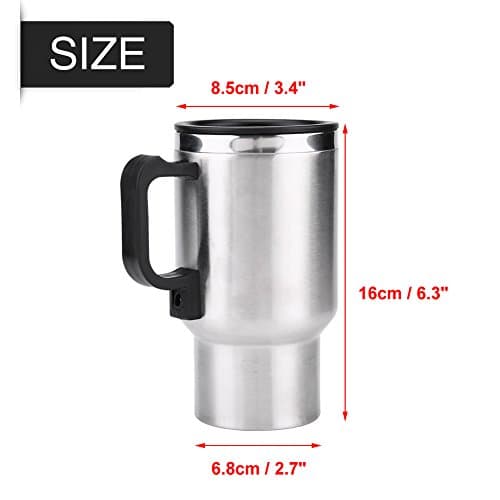 Akozon Electric Mug, 12V 450ml Stainless Steel Travel Heated Cup with Cigarette Lighter Cable — view 6
