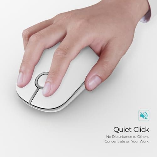 Seenda Wireless Mouse, Silent with 2.4G USB Receiver, White and Silver — view 3