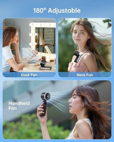 Bearwind Portable Handheld Turbo Fan - 5 Gear High Speed 4000mAh Rechargeable Mini Personal Hand Fan Blow Cold Air, Battery Operated Travel Essentials, Holiday Gifts for Women, Men (Black) — view 4