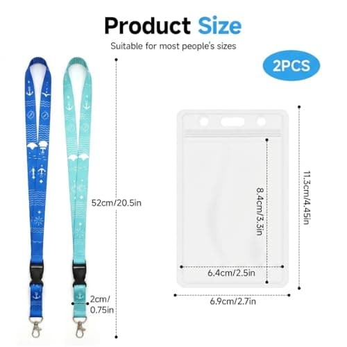 2PCS Universal Cruise Lanyard with Waterproof PVC Cruise Card Holder | 2 Colors Soft Cruise Lanyards and Card Holders Ship Essentials Accessory for All Cruise Ship Key Cards (Light Blue+Green) — view 3