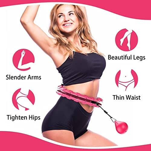 SEDOL Smart Weighted Hula Hoop Gift Set – Auto-Spinning Fitness Hoop with 24 Detachable Knots, Weighted Ball & Cooling Towel – Workout Equipment for Home Exercise & Christmas Fitness Gifts (Pink) — view 3