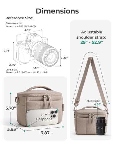 bagsmart DSLR Camera Bag, Shockproof Camera Sling Bag for Mirrorless Camera — view 3