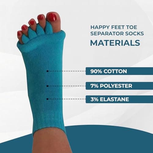 Hydrothotics Happy Feet Toe Alignment Separator Socks, Prevent Foot Cramps and hammertoes, Toe Separator Massage Socks, Teal, One size — view 6
