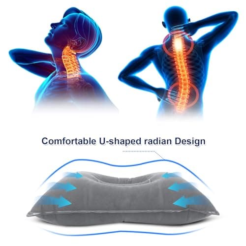 flintronic 2Pcs Inflatable Pillows, Ultralight Camping Pillows, Portable Compact Blow Up Pillows for Neck & Lumbar Support, Perfect for Travel, Camping, Outdoors, Fishing, Beach，Gray&Navy — view 5