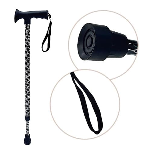 Adjustable Walking Stick Cane with Grip Ergonomic Handle for Men Women (Black Silver) — view 2