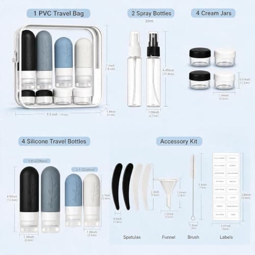 Boyfield Travel Bottles for Toiletries,18 pack Silicone Set essentials — view 2