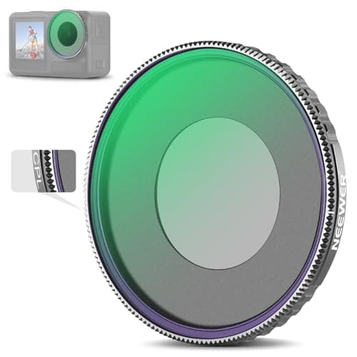 NEEWER Adjustable CPL Filter Compatible with DJI Osmo Action 5 Pro & Action 4, Screw On Circular Polarizing Lens Filter Multicoated HD Optical Glass Slim Frame Action Camera Accessories, FL-N49