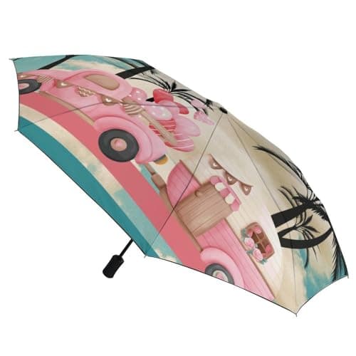 SEEKJOYS Honeymoon Umbrella Out Print Windproof Travel Umbrella Strong Compact Umbrella Automatic Portable Folding Umbrella for Rain Sun — view 3