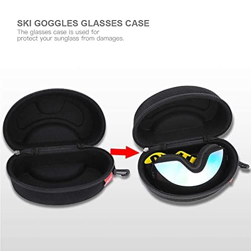 Alomejor Skiing Goggles Case Comfortable Hard Glasses Case with Carabiner Hook Keychain for Snowboard Sport — view 6