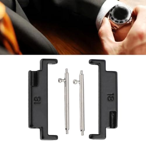 Brrnoo 1 Pair Metal Watch Band Adapter, Universal 18-22mm Connection Adapter, Stainless Steel, Black, Unisex Adult Replacement Bands — view 2