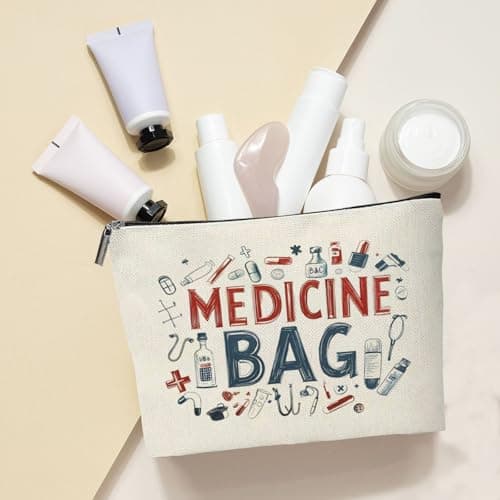Canvas Makeup Bag with Zipper for Women - Cosmetic Organiser for Toiletries & Medicine - Travel Pouch for Home Storage - Lightweight & Durable Cosmetic Case for Daily Use or Holidays — view 3