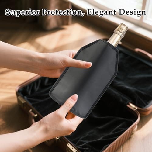 Professional Insulated Wine Sleeve- Black Thermal Bottle Cooler for Wine, Champagne & Beer Bottles, Long Lasting Cold Retention, Portable Design for Picnics, Beach Parties, BBQs & Car Travel (Black) — view 4