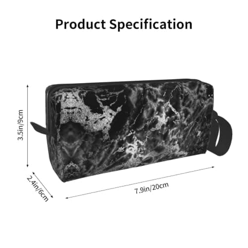 Meymuise Makeup Bag, Black Silver Graphite Gray Marble — view 3