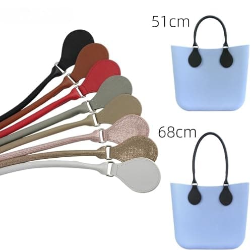 New 1 pair Round O bag long short Leather Handles with drops attachments hand-held shoulder straps for Classic Mini Obag (Length:68cm,White) — view 2