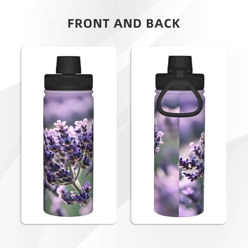 Lavender Flower Double Wall Leakproof Print Insulated Kettle,Travel,Gym,Cycling,Camping,Etc — view 3