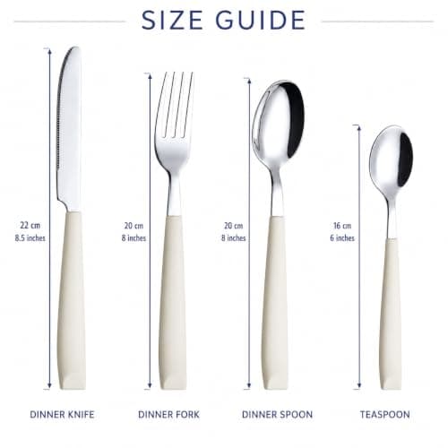 EXZACT 16pcs Cutlery Set Stainless Steel Wide Handles Serves 4 Cream — view 3