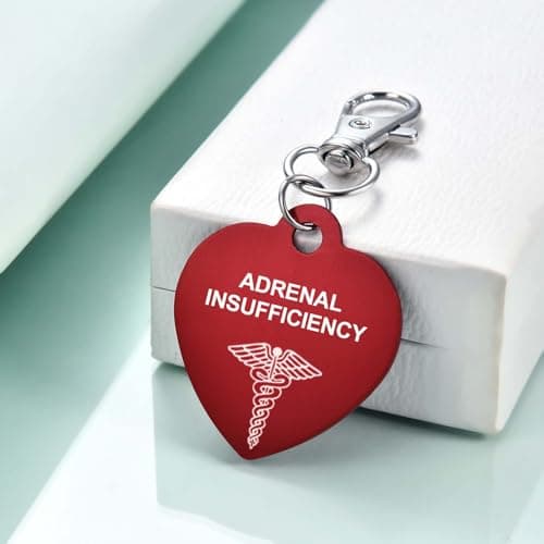 AITENME Medical Alert Tag for Bag Keychain Medic Id luggage tags for Man and Woman With Free Emergency Medical Alert Charm Keychain Accessories for Bags cloth (ADRENAL INSUFFICIENCY) — view 6