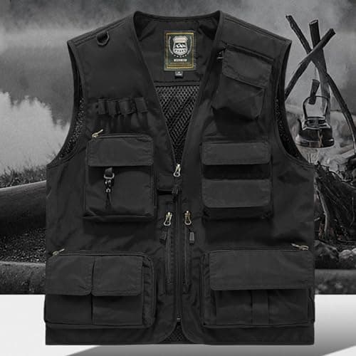 Men’s Utimen’s Utility Giletlity Gile Cargo Vests with Multi Pockets Outdoor Lightweight Travel Security Vest Plus Size Sleeveless Zip up Jackets for Tool Work Fishing Hiking — view 2