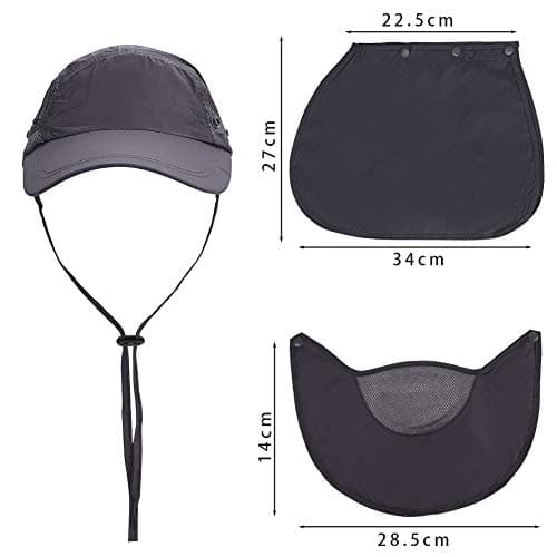 Sun Hat with Detachable Neck Face Flap Cover UPF 50+ Protection Wide Brim Fishing Hat Breathable Mesh Baseball Cap Quick Dry Outdoor Sun Visor Hat for Men Women Cycling Camping Hiking Walking Travel — view 5