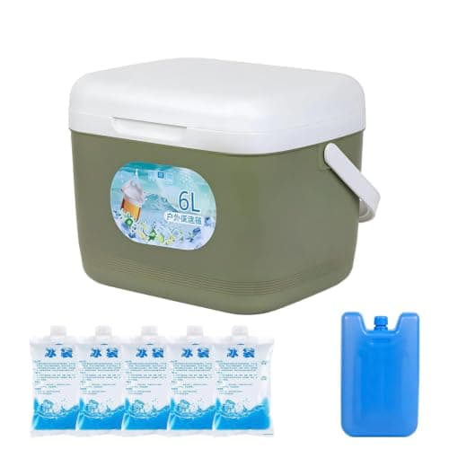 Insulated Cooler Box– 6L Portable Cooler With 5 Ice Packs & Ice Crystal Box