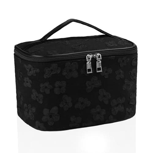 Large Cosmetic Bag Toiletry Bag Large Capacity Makeup Bags Waterproof Multifunction Cosmetic Bag Make Up Organizer Storage Gift for Girls Women (Black)