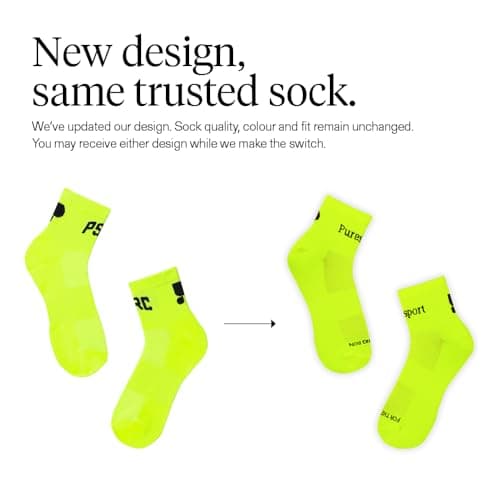 Puresport Performance Ankle Socks (Yellow, S/M), Moisture-Wicking Training Socks with Subtle Compression, Breathable & Durable, Optimal Support for Women & Men, Long-Distance Running, Gym, Hyrox — view 4