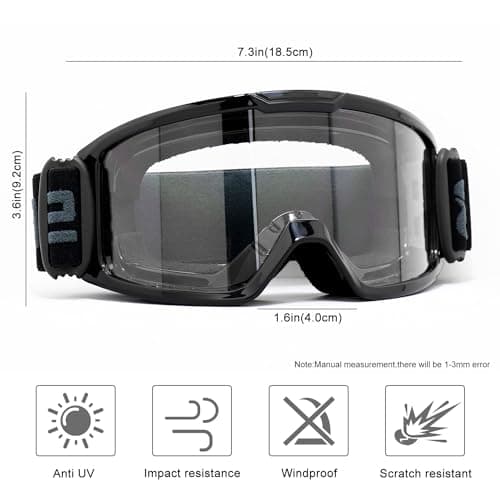 SPOSUNE Ski/Motorcycle ATV Goggles with Anti-fog Dual Lens - Off Road Racing Dirt Bike Goggles, Snow Goggles Men Women — view 2