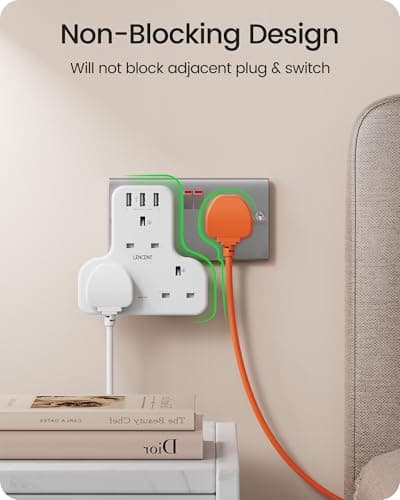 LENCENT Plug Extension Socket, 3 Way Multi Plug Socket with 3 USB Ports — view 3